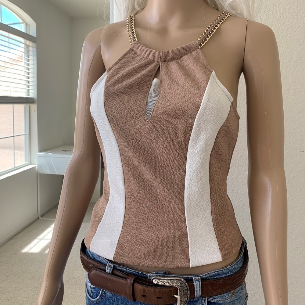 PAPAYA ♡ gorgeous camisole top taupe white M S